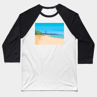 SF Golden Gate Bridge Scenery - Relaxing Beach Scene San Francisco Baseball T-Shirt